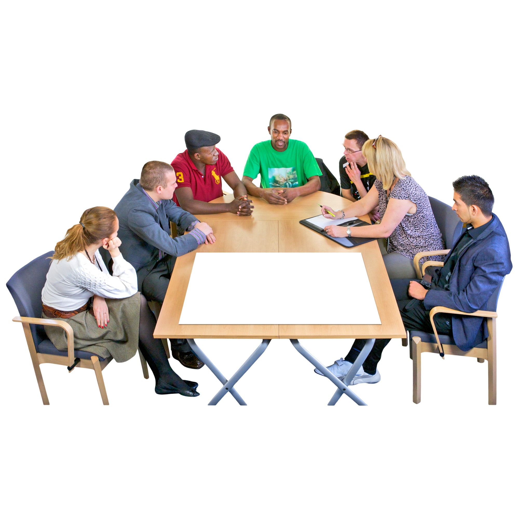 people sat round a table in a meeting