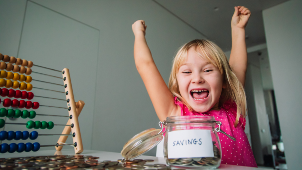 Image showing a child counting coins