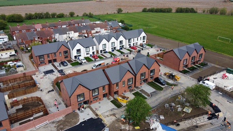 New Build Homes at Adwick Lane Toll Bar from drone footage