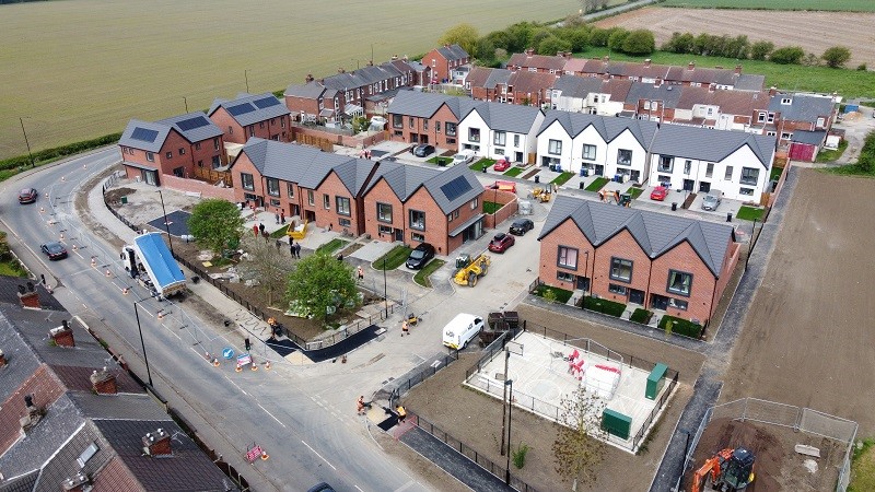 New Build Homes at Adwick Lane Toll Bar taken by drone